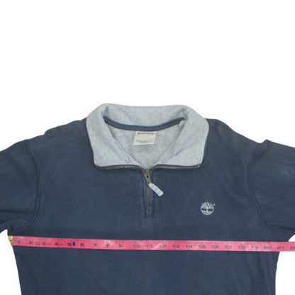Timberland Men's Blue 1/4 Zip Collared Regular Fit Sweatshirt M