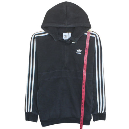 Adidas Mens Black Small 1/2 Zip Hoodie with Logo Detail