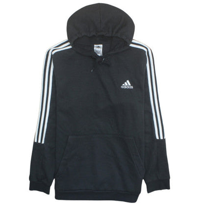 Adidas Men's Black XL Pullover Hoodie with Logo and Stripes