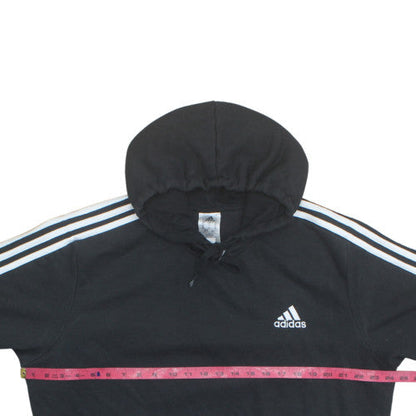 Adidas Men's Black XL Pullover Hoodie with Logo and Stripes