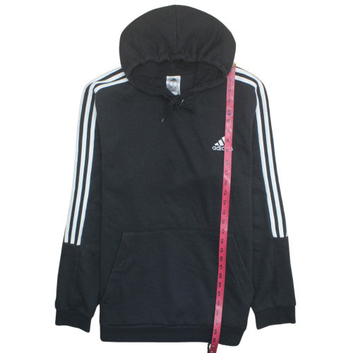 Adidas Men's Black XL Pullover Hoodie with Logo and Stripes