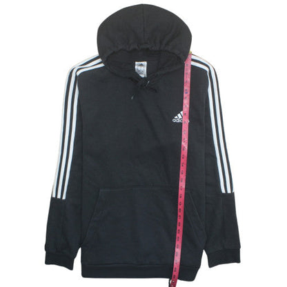 Adidas Men's Black XL Pullover Hoodie with Logo and Stripes