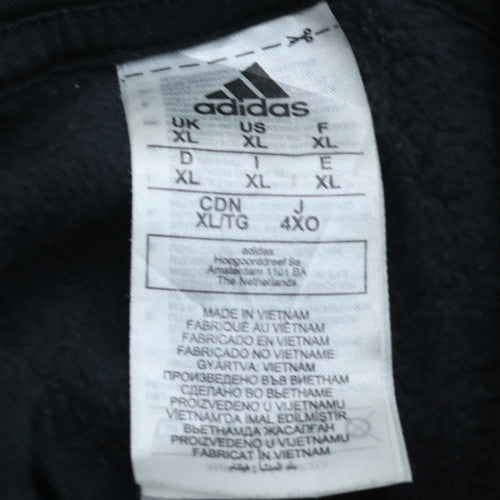 Adidas Men's Black XL Pullover Hoodie with Logo and Stripes