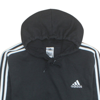 Adidas Men's Black XL Pullover Hoodie with Logo and Stripes