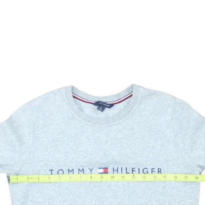 Tommy Hilfiger Women Grey Logo Crew Neck Pullover Sweatshirt S