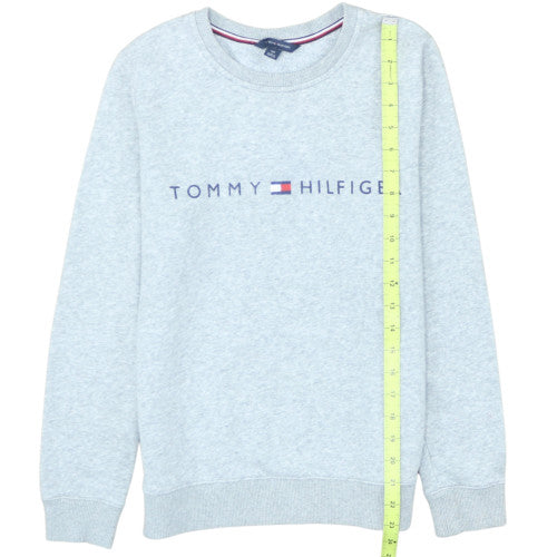 Tommy Hilfiger Women Grey Logo Crew Neck Pullover Sweatshirt S