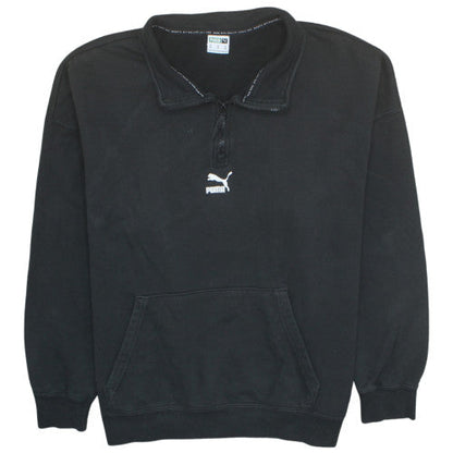 Puma Men Black 2XL 1/4 Zip Fleece Sweatshirt Sports Top