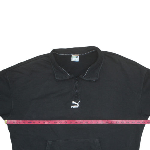 Puma Men Black 2XL 1/4 Zip Fleece Sweatshirt Sports Top