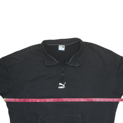 Puma Men Black 2XL 1/4 Zip Fleece Sweatshirt Sports Top