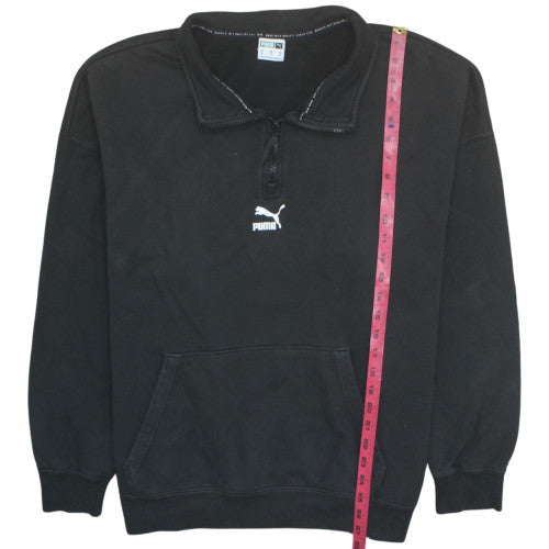Puma Men Black 2XL 1/4 Zip Fleece Sweatshirt Sports Top