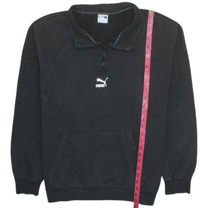 Puma Men Black 2XL 1/4 Zip Fleece Sweatshirt Sports Top