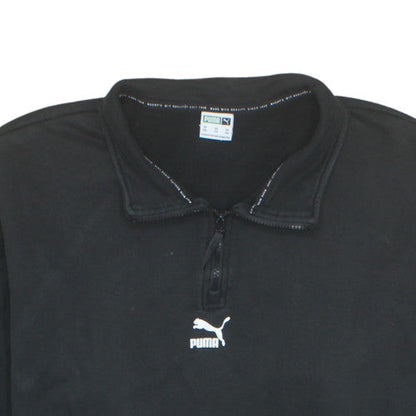 Puma Men Black 2XL 1/4 Zip Fleece Sweatshirt Sports Top