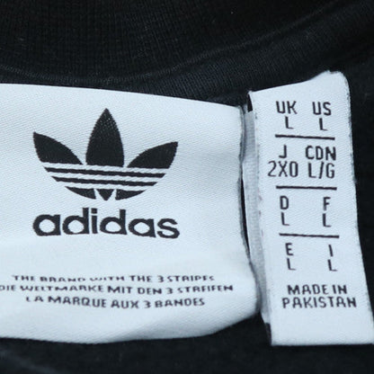 Adidas Mens Black L Pullover Sweatshirt Logo Crew Neck Fleece