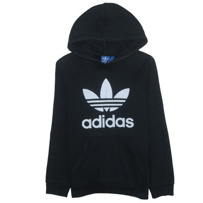 Adidas Mens Black Pullover Hoodie Medium Graphic Logo Fleece