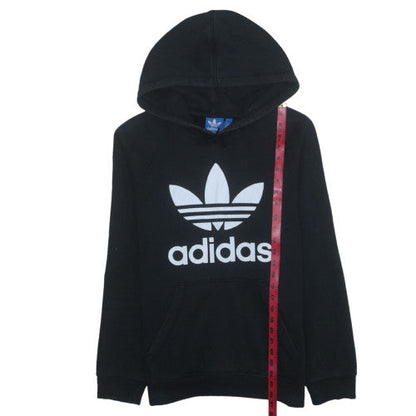 Adidas Mens Black Pullover Hoodie Medium Graphic Logo Fleece