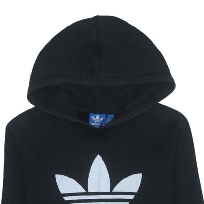Adidas Mens Black Pullover Hoodie Medium Graphic Logo Fleece