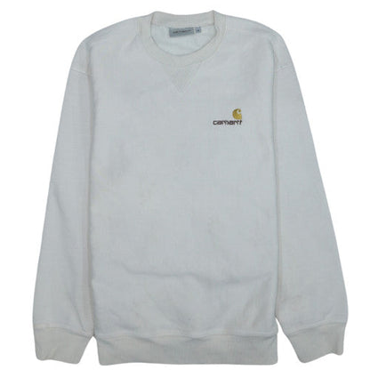Carhartt Men's White Crew Neck Logo Sweatshirt Size M
