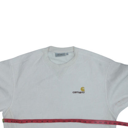 Carhartt Men's White Crew Neck Logo Sweatshirt Size M