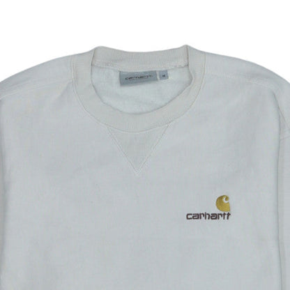 Carhartt Men's White Crew Neck Logo Sweatshirt Size M