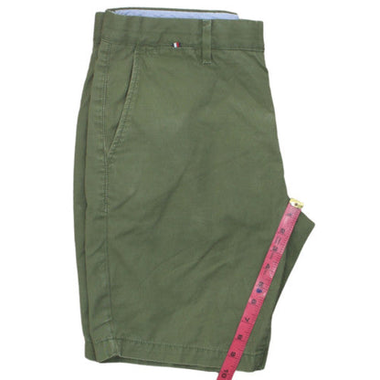 Tommy Hilfiger Boys Green Chino Shorts Size 31 Regular Fit Summer Casual