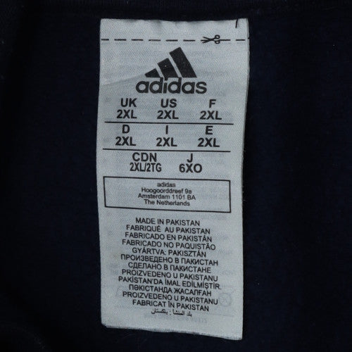 Adidas Men's Navy Hoodie 2XL Pullover Classic Logo Sportswear