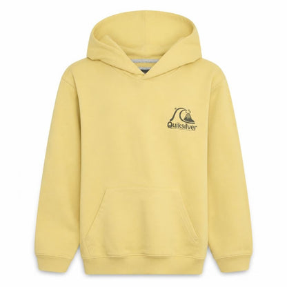 Quiksilver Boys Yellow Pullover Hoodie Size 14 Cotton Blend Surf Logo