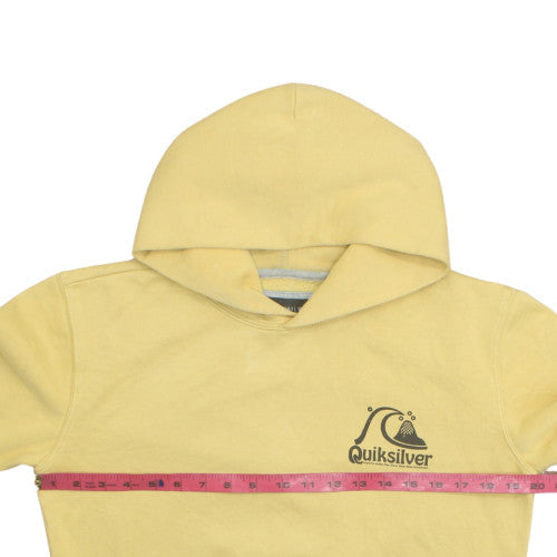 Quiksilver Boys Yellow Pullover Hoodie Size 14 Cotton Blend Surf Logo