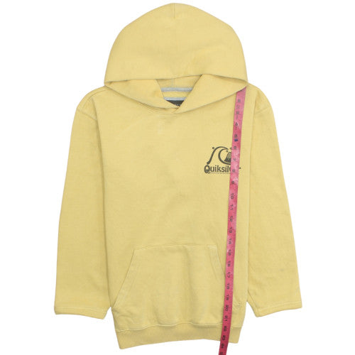 Quiksilver Boys Yellow Pullover Hoodie Size 14 Cotton Blend Surf Logo