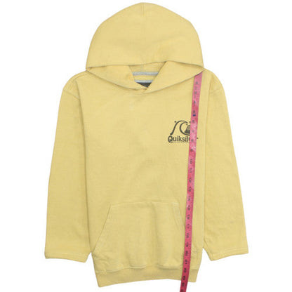 Quiksilver Boys Yellow Pullover Hoodie Size 14 Cotton Blend Surf Logo