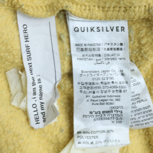 Quiksilver Boys Yellow Pullover Hoodie Size 14 Cotton Blend Surf Logo