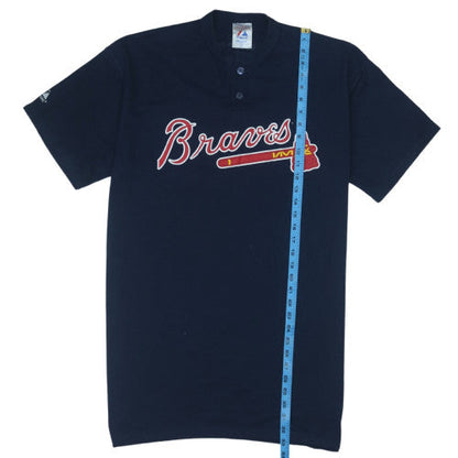 Majestic Men's Blue XL Braves Henley Sports T-Shirt