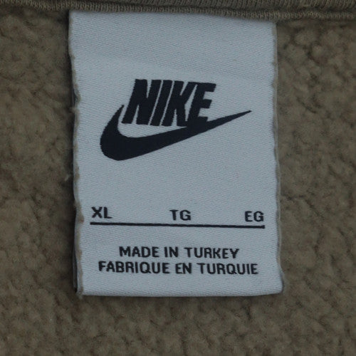 Nike Womens Beige XL Pullover Hoodie with Logo Print