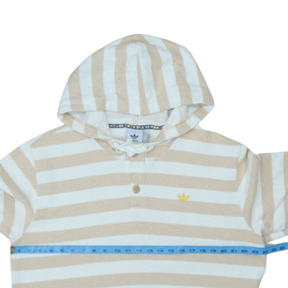 Adidas Men's Beige Striped Henley Hoodie 4XL Cotton Casual