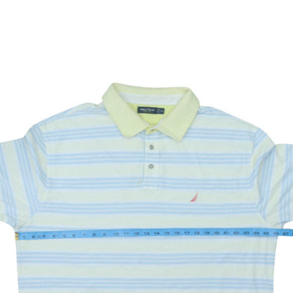 Nautica Men’s Blue Striped 2XL Cotton Polo Shirt