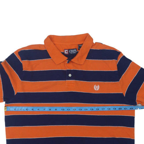 Chaps Men's Orange & Navy Striped Polo Shirt XL Cotton Classic Fit