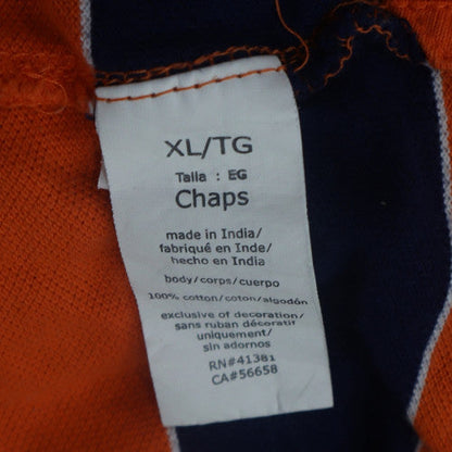 Chaps Men's Orange & Navy Striped Polo Shirt XL Cotton Classic Fit