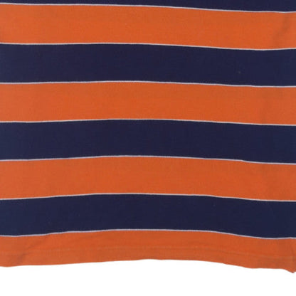 Chaps Men's Orange & Navy Striped Polo Shirt XL Cotton Classic Fit