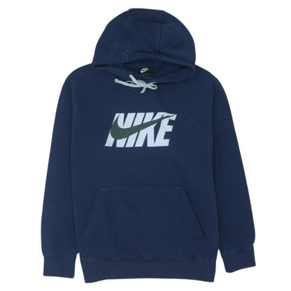 Nike Men Blue Pullover Logo Hoodie L Fleece Sportswear