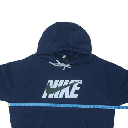 Nike Men Blue Pullover Logo Hoodie L Fleece Sportswear
