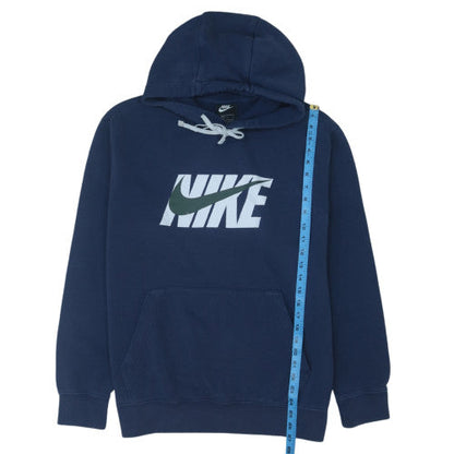 Nike Men Blue Pullover Logo Hoodie L Fleece Sportswear