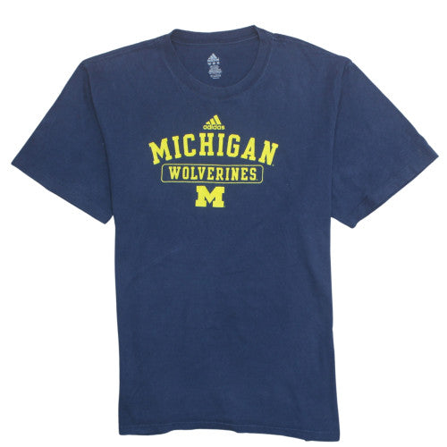 Adidas Men Blue Michigan Wolverines Graphic T-Shirt 2XL Regular Fit