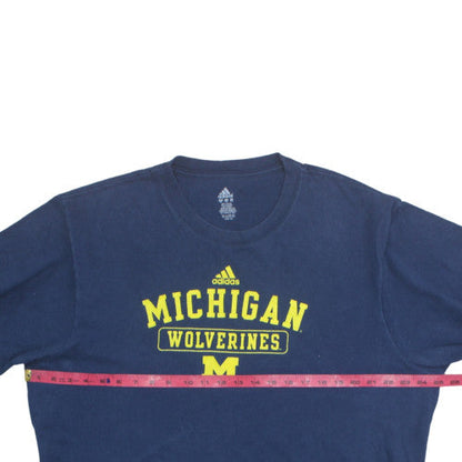 Adidas Men Blue Michigan Wolverines Graphic T-Shirt 2XL Regular Fit