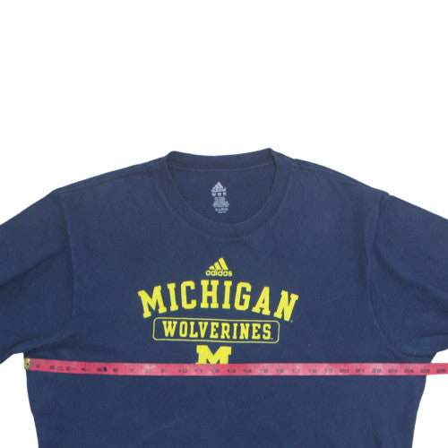 Adidas Men Blue Michigan Wolverines Graphic T-Shirt 2XL Regular Fit