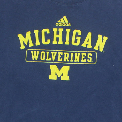 Adidas Men Blue Michigan Wolverines Graphic T-Shirt 2XL Regular Fit