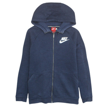 Nike Womens Navy Full Zip Hoodie L Cotton Blend Casual Sportswear