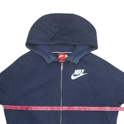 Nike Womens Navy Full Zip Hoodie L Cotton Blend Casual Sportswear