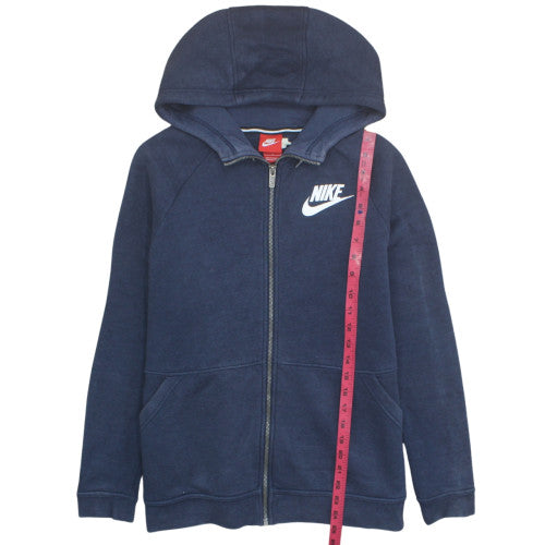 Nike Womens Navy Full Zip Hoodie L Cotton Blend Casual Sportswear