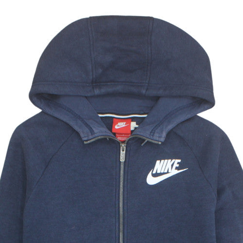 Nike Womens Navy Full Zip Hoodie L Cotton Blend Casual Sportswear