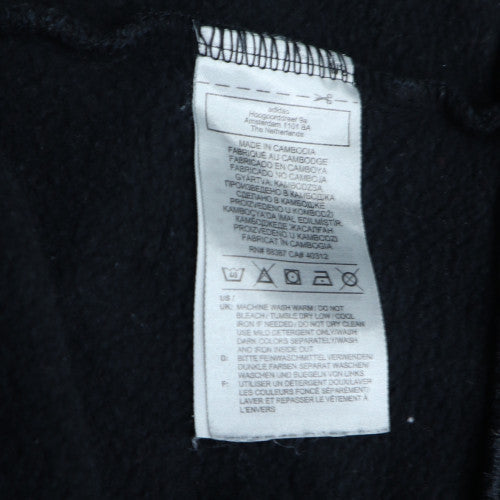Adidas Men Black Hoodie L Pullover Cotton Fleece 3-Stripes
