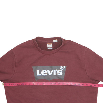 Levi's Men's Burgundy Crew Neck Sweatshirt L Graphic Logo Cotton